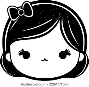 Baby Girl | Black and White Vector illustration