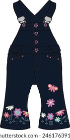 BABY GIRL BODYSUIT JUMPER DUNGAREE ILLUSTRATION TECH PACK VEKTORGRAFIK