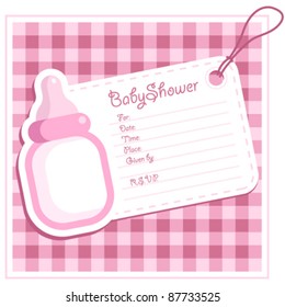 Baby Girl Bottle Shower Invitation Card