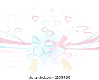 Baby girl and boy arrival announcement card
