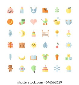 Baby (girl and boy) cute big flat icons vector set. 
