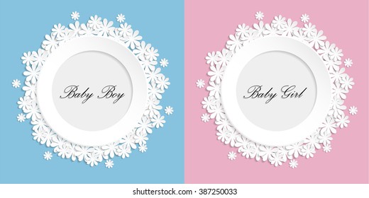 Baby Girl And Baby Boy Paper Flovers Photo Frame