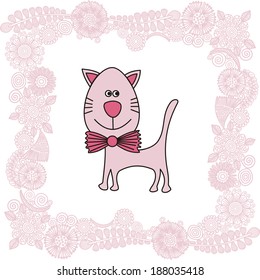 Baby girl card cat vector illustration