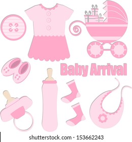 baby girl card designing element set