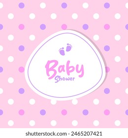 Baby girl card, baby shower card with polka dot background