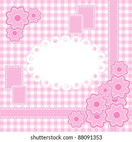 Baby girl card with stripes and flowers