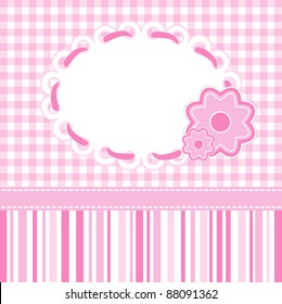 Baby girl card with stripes and flowers