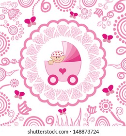 Baby girl card vector illustration