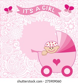 Baby girl card vector illustration