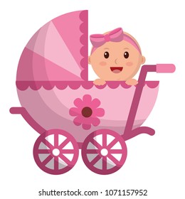 baby girl cart isolated icon