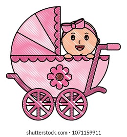 baby girl cart isolated icon
