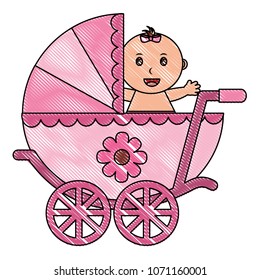 baby girl cart isolated icon