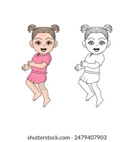 Baby Girl Cartoon Character Design Illustration vector eps format , suitable for your design needs, logo, illustration, animation, etc.