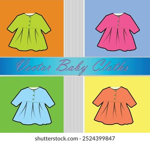 Baby girl cloth graphics with four different colors. The beautiful graphic design of baby cloths. Vector design of baby cloths.