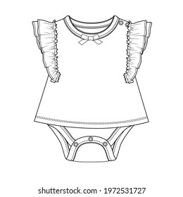 Baby girl clothing design. Baby fashion design vector flat illustration