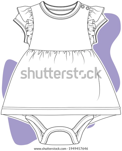 Baby girl clothing design. Baby fashion\
design vector flat\
illustration