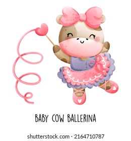 baby girl cow ballerina. Vector illustration