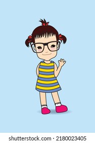 baby Girl cute bye bye character cartoon