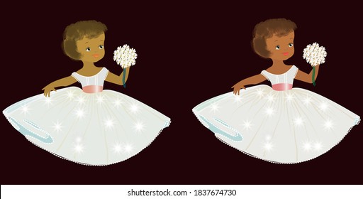 Baby girl dark complex wedding gown dolls