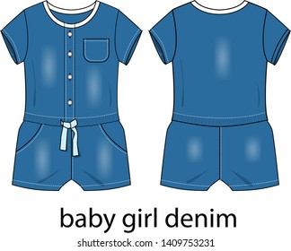 baby girl denim pattern vector template