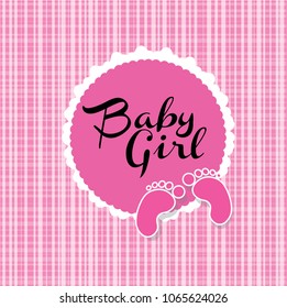 baby girl design over pattern on pink background vector illustration with baby foot