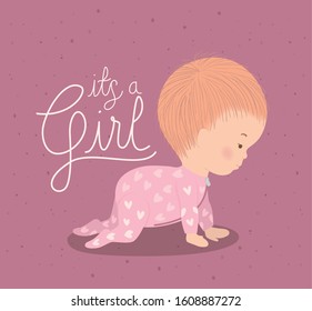 Baby girl design, Baby shower child newborn childhood kid innocence and little theme Vector illustration