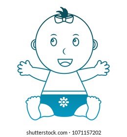 baby girl with diaper isolated icon