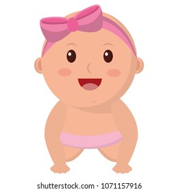 baby girl with diaper isolated icon