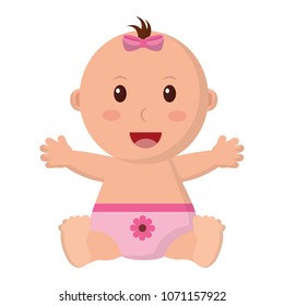 baby girl with diaper isolated icon