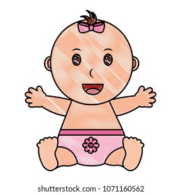 baby girl with diaper isolated icon