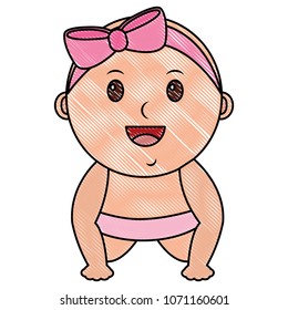 baby girl with diaper isolated icon