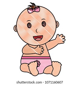 baby girl with diaper isolated icon