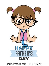 baby girl disguised as dad. happy fathers day card