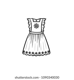 Baby girl dress hand drawn outline doodle icon. Beautifull birthday or celebration dress vector sketch illustration for print, web, mobile and infographics isolated on white background.