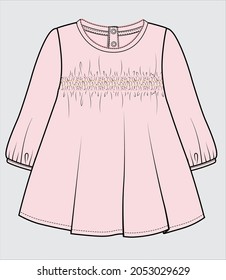 BABY GIRL DRESS WITH SMOCK DETAIL