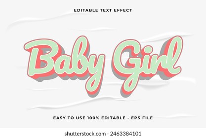 Baby girl editable text effect. Minimalist vector text effect.