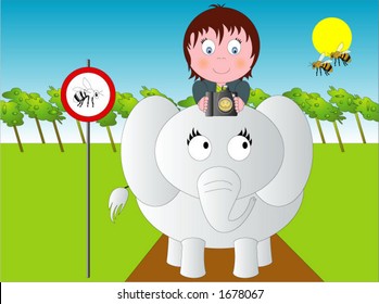 Baby Girl Elephant ride