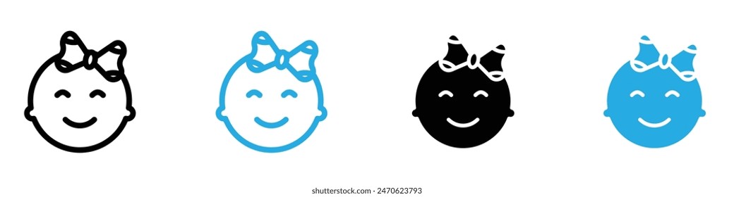 Baby Girl Face Icon for Childcare, Infant Products, and Family Designs