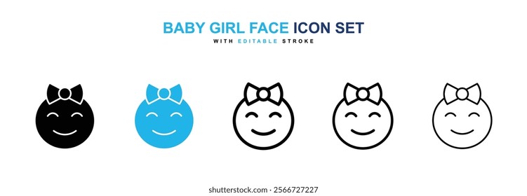 Baby girl face icons vector collection pack.