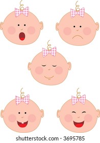 Baby girl faces with different expressions
