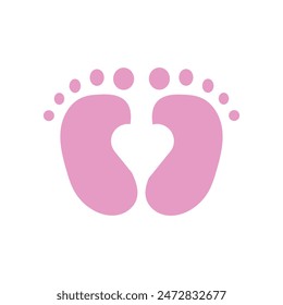 Baby girl footprint icon. Vector flat illustration