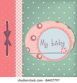 Baby girl greeting card. Frame and place for your text or picture