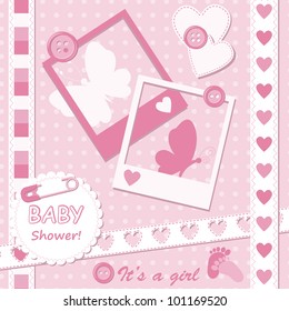 Baby Girl Greeting Card With Photo Frame