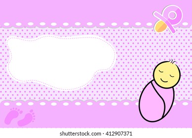 Baby Girl Greeting Card white abstract shape to add your text
