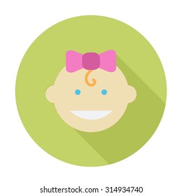Baby girl icon. Flat vector related icon with long shadow for web and mobile applications. It can be used as - logo, pictogram, icon, infographic element. Vector Illustration.