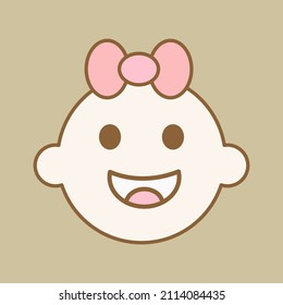 Baby girl icon isolated on chocolate latte background. Vector illustration