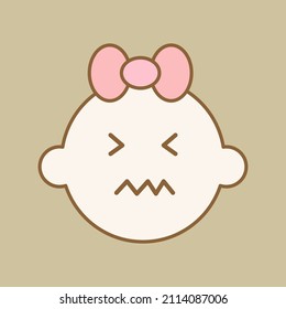 Baby girl icon isolated on chocolate latte background. Vector illustration