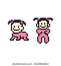 arte de pixel do ícone da menina do bebê
