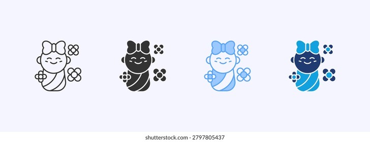 Baby Girl Icon Set Multiple Style Collection Vector Illustration