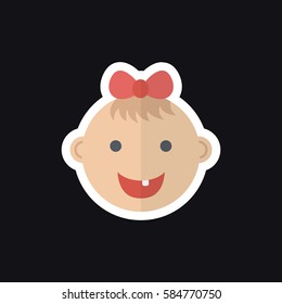 baby girl icon, sticker. vector illustration